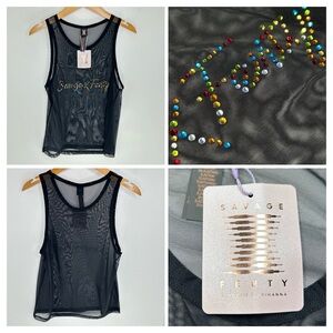 Savage x Fenty Sequin Tank Top NWT Women’s Small Sleeveless Festival Athleisure